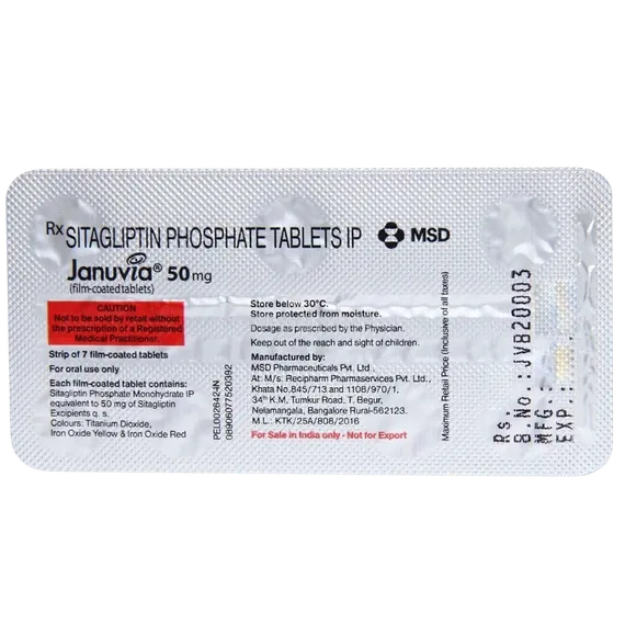 januvia 50mg tablet 7's